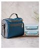 Femora Borosilicate Glass Container Lunch Box with Bag for Office, School, Blue, Rectangular, 400 ML