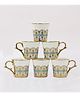 Femora Golden Royal Turquoise Pattern Tea Mugs, Ceramic Tea Cups, Coffee Mugs