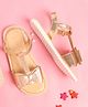 Aria+Nica Bow Detailed Velcro Closure Sandals - Rose Gold