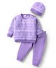 Babyhug Knit Full Sleeves Sweater Set with Cap Aztec Design - Lilac