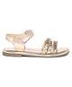 Aria+Nica Shimmer Embellished Shiny Velcro Closure Sandals - Rose Gold