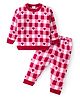 Babyhug Knitted Full Sleeves Sweater Set with Heart & Checks Design - Red & White