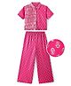 EARTHY TOUCH Single Jersey Knit Half Sleeves Floral Foil Printed Shirt Style Top & Palazzo Indo Western Set - Dark Pink
