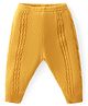 Babyhug Fleece Knit Full Length Woollen Pants With Cable Knit Design - Mustard