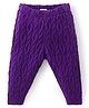 Babyhug Fleece Knit Full Length Woollen Pants With Cable Knit Design - Purple