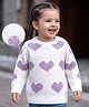 Babyoye Jaquard Knitted Full Sleeves Pullovers Heart Design -White
