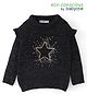 Babyoye Knitted Full Sleeves Pullover Sweater with Star Sequin Detailing - Black