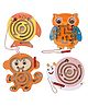 PLUSPOINT Wooden Maze Toys Brain Teaser Puzzle Game Wooden Labyrinth Maze Learning Toys Pack of 4 Board Puzzle for Kids Birthday, Return Gifts (Maze 4pc)