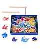 PLUSPOINT Wooden Fishing Magnetic Toy Set Fishing Game 30 Piece Fishes 2 Sticks 1 Tray Wooden Magnetic Fishing Travel Table Toy Christmas Birthday Gift (Fish Game)