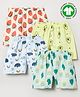 The Boo Boo Club Muslin Organic Cotton Pack Of 4 Strawberries & Avocados Printed Shorts - Multi Colour
