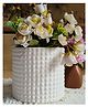 Niyara White line Doted Design Stylish Medium Ceramic Pots Planters for Indoor Plants