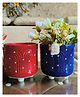 Niyara Small Combo Ceramic planters Pot for Home Garden Balcony (Blue & Red Combo)