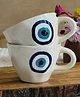 Niyara Stoneware Handmade Premium Ceramic Tea Cups and Coffee Mugs Set of 2 (Evil Eye)