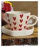 Niyara Stoneware Handmade Premium Ceramic Tea Cups and Coffee Mugs Set (Heart Cup with Saucer)
