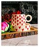 Niyara Stoneware Handmade Premium Ceramic Tea Cups and Coffee Mugs Set of 2 (Heart Mug with Saucer)