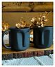 Niyara Stoneware Handmade Premium Ceramic Tea Cups and Coffee Mugs Ceramic Mugs to Gift to Best Friend Microwave Dishwasher Safe - Set of 2, 320ml (Black Face)