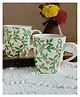 Niyara Stoneware Handmade Premium Ceramic Tea Cups and Coffee Mugs Ceramic Mugs to Gift to Best Friend Microwave Dishwasher Safe - Set of 2, 320ml (Floral Print) (Pink Symphony)