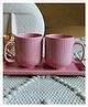 Niyara Premium Stoneware Handmade Ceramic Tea Cups and Coffee Mugs Along with Tray Microwave Dishwasher Safe - Set of 3 (2 Cups and 1 Tray) 300ml (Pink)