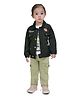 DOTSON Cotton Modal Tee & Pant Set With Full Sleeves Placement Typography Printed Jacket - Green