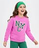 Pine Kids Cotton Knit Full Sleeves Sweatshirt With Text Print - Pink