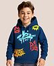 Pine Kids Cotton Knit Full Sleeves Graffiti Printed Hooded Sweatshirt - Navy Blue