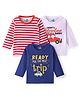 Doodle Poodle 100% Cotton Single Jersey Full Sleeves T-Shirt with Striped & Vehicle Print Pack of 3 - Multicolor