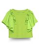 Spunkies Cotton Spandex Frill Sleeves Ribbed Top - Lime Green