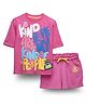 Spunkies Cotton Half Sleeves Typography Printed Tee & Shorts Set - Pink