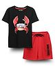 Spunkies Cotton Half Sleeves Crab Printed Tee With Shorts Set - Black