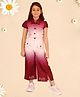 Cutecumber Half Sleeves Butterfly Printed Ombre Coordinating Shirt & Pant Set - Maroon