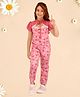 Cutecumber Half Sleeves Floral Printed Coordinating  Top & Pant Set - Rust