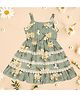 Cutecumber Sleeveless Floral Printed & Lace Detailed Dress - Green