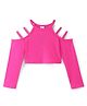 Kookie Kids Cold Shoulder Solid Color Crop Top - Fuchsia