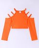 Kookie Kids Cold Shoulder Solid Color Crop Top - Orange