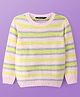 Pine Kids Knitted Full Sleeves Pullover Sweater with Striped Designed - Light Pink & Yellow