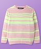 Pine Kids Knit Full Sleeves Striped Pullover Sweater - Pink