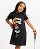 Nap Chief Pure Cotton Mickey & Friends Featuring Half Sleeves Minnie Mouse Printed Dress - Black