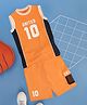 Pantaloons Junior Sleeveless United 10 Text Printed Coordinating Tee & Shorts Set - Blazing Orange