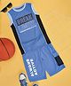 Pantaloons Junior Sleeveless Break Limits & Always Active Text Printed Coordinating Tee & Shorts Set - Azure Blue