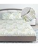 Divine Casa 144 TC 100% Cotton Floral Print Green Super Soft Bedsheet Elastic Fitted King Size Bed - 72 X 78 + 9 inches