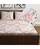 Divine Casa 144 TC 100% Cotton Floral Print Peach Super Soft Fitted Bedsheets for Double Bed - 200 x 150 CM