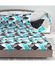 Divine Casa 144 TC 100% Cotton Abstract Print Blue Super Soft Bedsheet Elastic Fitted King Size Bed