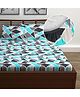 Divine Casa 144 TC 100% Cotton Abstract Print Blue Super Soft Queen Size Fitted Bedsheets Cotton | Every Day Use Elastic Fitted Bedsheets Double Bed