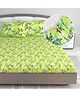 Divine Casa 144 TC 100% Cotton Floral Green Cotton Lightweight King Size Bedsheet With Elastic Fitted