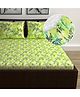 Divine Casa 144 TC 100% Cotton Floral Green Cotton Lightweight King Size Elastic Fitted Double Bedsheets