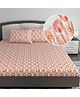Divine Casa 144 TC 100% Cotton Floral Peach Ultrasoft King Size Bedsheet Cotton Elastic Fitted - 78 x 72 inches