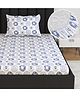 Divine Casa 144 TC Floral Grey 100% Cotton Elastic Fitted Bedsheets Single Bed With 1 Pillow Covers - 198 x 90 CM
