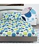 Divine Casa 144 TC Polka Print Blue Skin Friendly 100% Cotton Elastic Fitted Bedsheets King Size