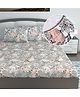 Divine Casa 144 TC Floral Grey 100% Cotton Elastic Fitted Bedsheets King Size With 2 Pillow Covers