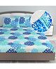 Divine Casa 144 TC Cotton Floral Print King Size Double Bed Elastic Fitted Bedsheet with 2 Pillow Cover